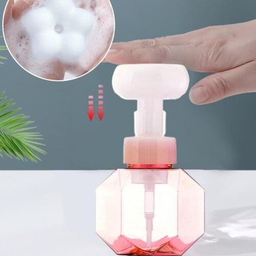 300ml Flower Foam Bottle Plastic Transparent Dispensing Bottle Mousse Liquid Dispenser Shower Gel Hand Soap Foam Foaming Pump