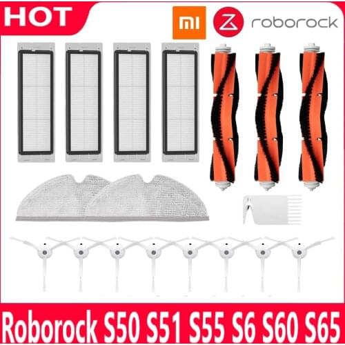 HEPA Filter Side Brush Main Brush Mop Parts for Xiaomi 1s MI Robot Vacuum 2 Roborock S50 S51 S5 S60 Vacuum Cleaner Accessories