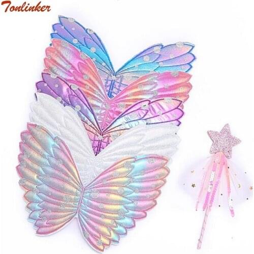 Kids Wings Wands Butterfly Rainbow Wings For Girls Princess Fairy Wings Children Halloween Cosplay Costume Accessories