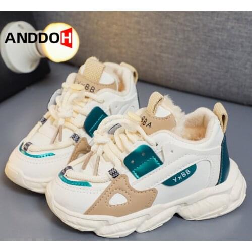 Size 21-30 Baby Warm Plus Cotton Sneakers for Girls Boys Children Winter Thickened Fleece Shoes Kids Anti-slip Toddler Shoes