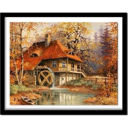 DIY 5D Diamond embroidery Diamond "Landscape hut" needlework diy diamond painting Home decoration gift