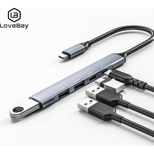 LOVEBAY Type-c Hub 5-in-1 Docking Station To USB2.0 USB3.0 PD Docking Station USB Hub For MacBook Pro Air USB C Splitter