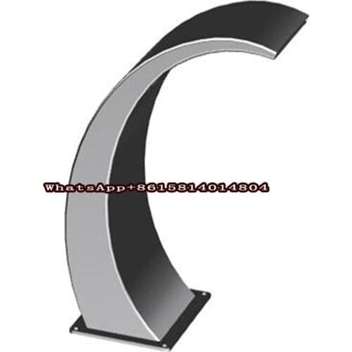 2019 Stainless Steel bending moon-shape waterfall Spillway with water-proof RGB LED bar for Garden Pond and Swimming Pool