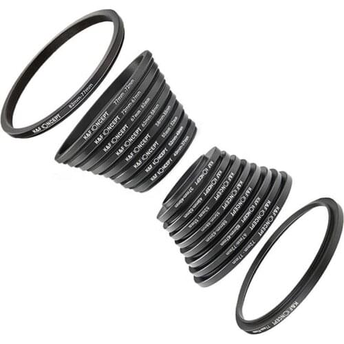 K&F Concept 18pcs Step Ring Kits Lens Filter Ring Adapter Set 37- 82mm For Canon Nikon Metal