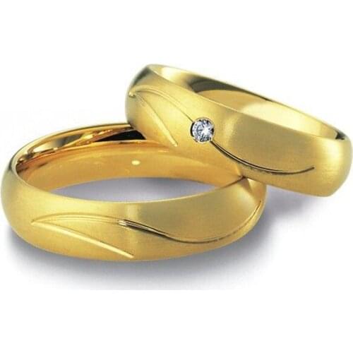 Beautiful Jewelry yellow Gold Plating stainless steel antique engagement promise rings sets wedding bands his and her