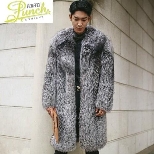 Winter Jacket Long Mens Real Men Natural Fox Fur Coats and Jackets Luxury Coat Warm Outerwear 2021 17158