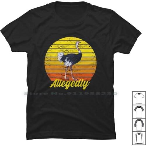 Letterkenny Allegedly Ostrich Retro Vintage Sunset T Shirt 100% Cotton Distressed Ostrich Sunset Kenny Tage Bird Rich Tri Tag