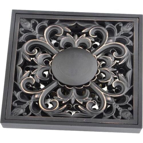 Oil Rubbed Bronze Bathroom Solid Brass Floor Drain Square Grate Waste Drainer