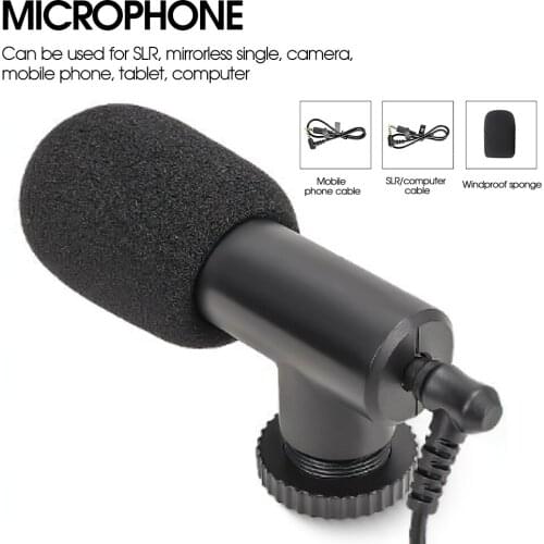 Portable Gun Pointing Type Microphone Noise-Canceling With Monitor Port For Laptop Phone SLR Camera Live Video Podcasting