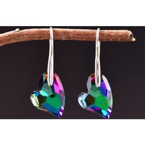 Cute Heart-Shaped Crystal Earrings For Women Fashion Accessories Romantic Shiny Drop Earrings Jewelry Gift For Her