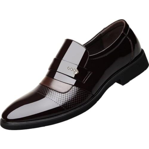 Lnvisible Inside Heighten Mens Shoes Pointed Bright Leather Patent Business Dress Casual Mens Marriage New Style 38-48