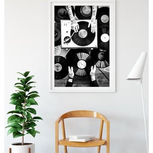 Vinyl Records Lovers Wall Art Canvas Painting Nordic Poster And Print Vintage Photo Black White Wall Picture Living Room Decor