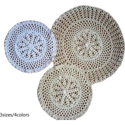 New lace cotton table place mat cloth crochet placemat tea coffee round pad glass dining coaster cup mug Christmas Party kitchen