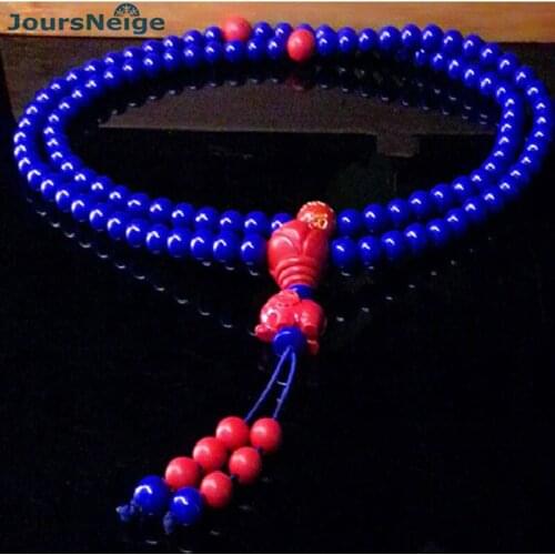 Wholesale Blue Ore Natural Stone Bracelets Cinnamon Six Words With Elephant Pendant for Women Men Crystal Bracelet Jewelry