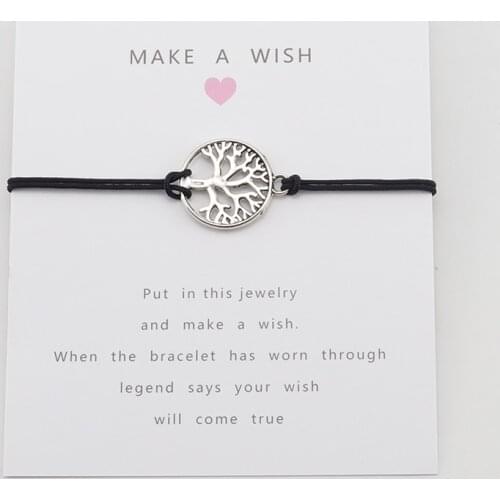 Life Tree charm Lucky Wish Card Rope Women Bracelet for Women Men Friendship Adjustable Bracelets & Bangles Jewelry Gift