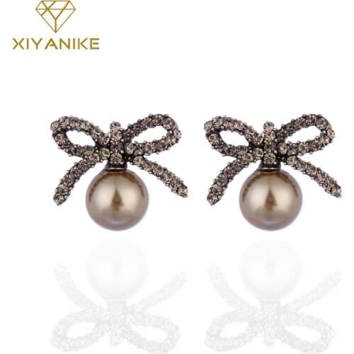 XIYANIKE 2017 New Arrival Hot Sale Fashion AAA CZ Zircon Bow Tie Stud Earrings For Women Earrings Brinco Pendientes E84