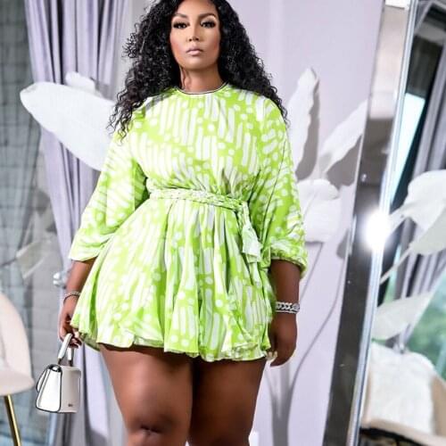 Autumn Spring Printed A-Line Mini Dress Women Elegant Lantern Sleeve Short Dresses Sexy Party Club Birthday Dress Robe Femme