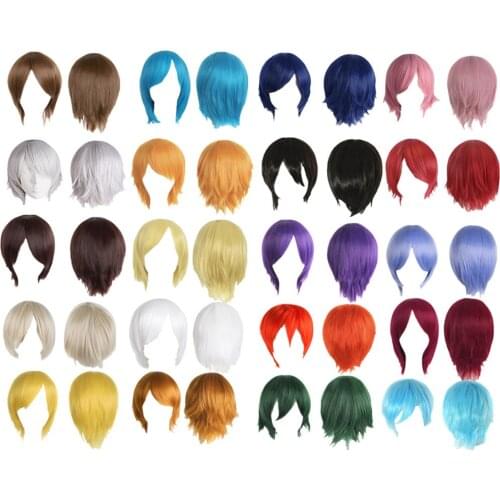Animation back warped universal wig 30CM Golden Short Fluffy Layered Cosplay Wigs Heat resistance fiber Synthetic Hair