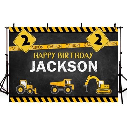 Vinyl Photography Background Birthday Party Construction Party Dump Truck Customized Children Backdrop Decor Photo Studio Banner