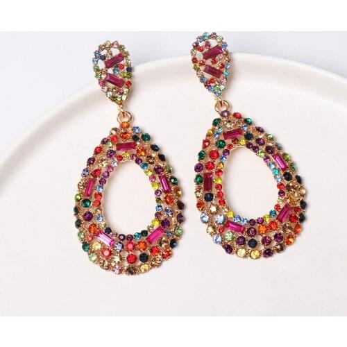 YaYi Jewelry Fashion Bohemia Multi Glass Crystal Rhinestone Dangle Women Hook Eardrop Wear Ear Band Long Tassel Earrings Gift