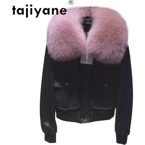 Leather Sheepskin Real Jackets Women 2021 White Duck Down Coats Woman Natural Fox Fur Collar Hooded Parkas Casaco TN671