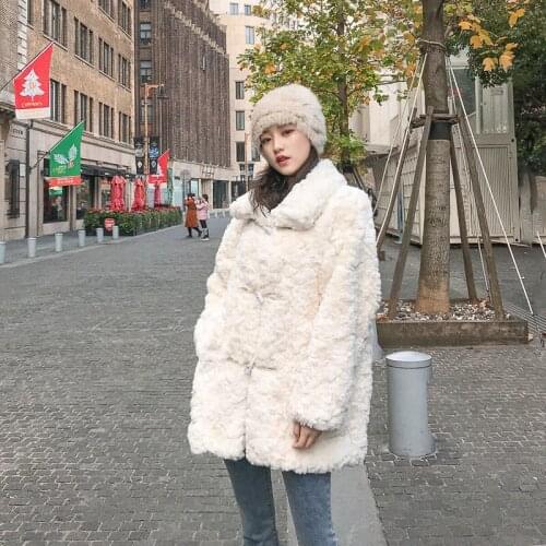 Fashion Autumn Winter High Quality Lmitation Mink Down Rabbit Faux Fur Foat Women 2021 Long Sleeve Slim Parka Jacket Women