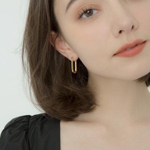 New Personality Minimalist Prevent Allergy Geometric Oval Hoop Earrings for Women Girl Jewelry Gift