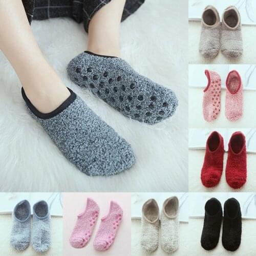 Women Thick Socks Warm With Velvet Shoes And Socks Indoor Yoga Carpet Home Dance Floor Garter Glue Point Anti Slip