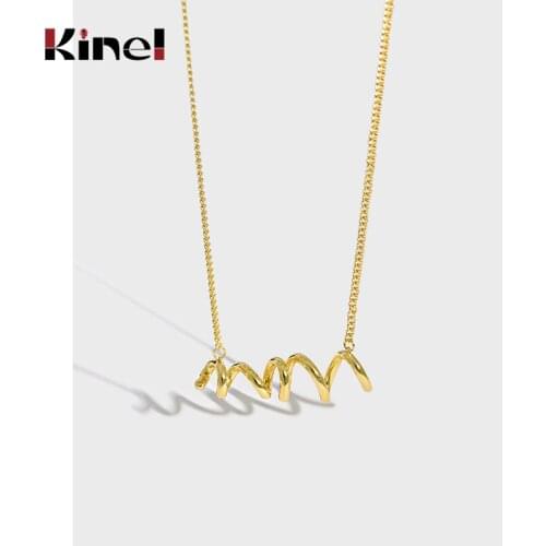 Kinel 100% 925 Sterling Silver Irregular Gold Color Pendant Necklaces for Women Fashion Necklace 925 Silver Jewelry Wholesale