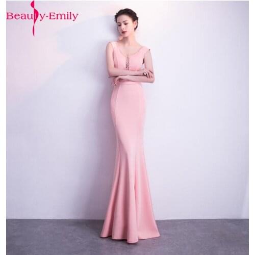 Robe de Soiree Longue Sexy V back Red Mermaid stretch fabric Evening Dress Long Cheap Appliques Evening Gowns Vestido de Festa