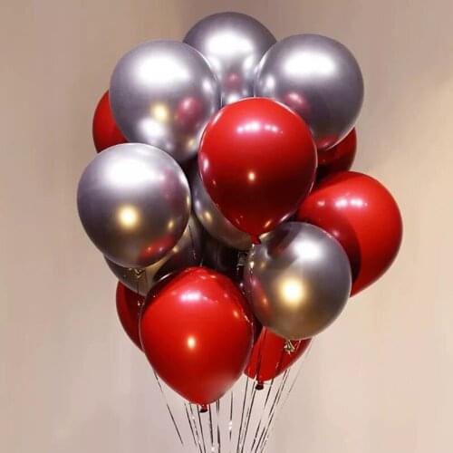 12pcs/set Metallic Latex Inflatable Balloon Chrome Silver Gold Chrome Wedding Baby Shower Theme Party decoration Helium Balloons