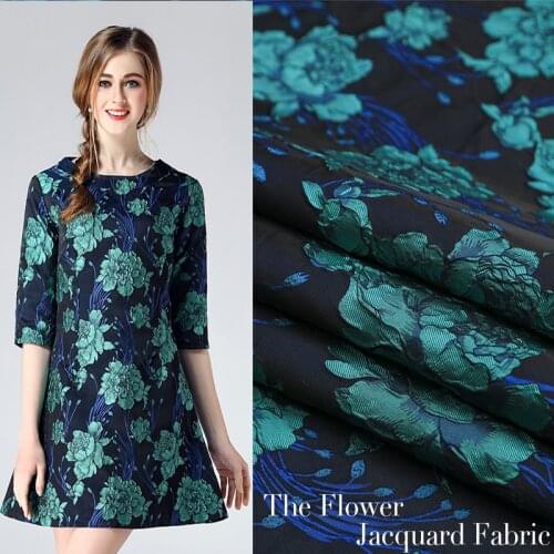 American style high end green flower jacquard Brocade Fabric,3D yarn dyed fabric for women coat,dress