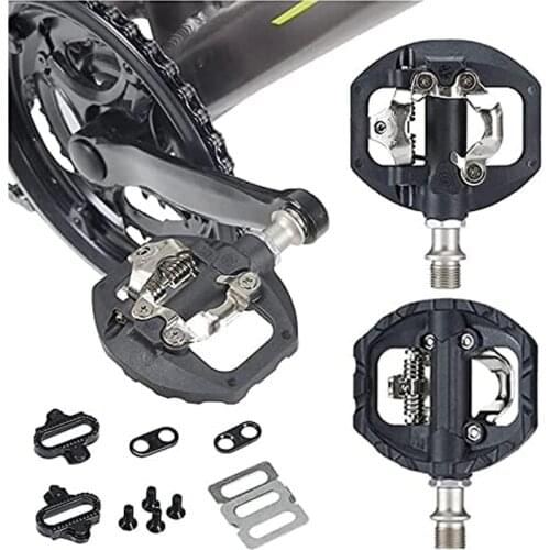 2 IN 1 Flat MTB Pedals Clip In Dual Platform SPD Mountain Bike Pedals For Bicycle Sealed Bearing Clipless Pedals with Cleats