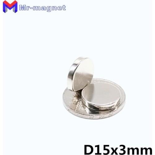 200pcs 15 x 3 mm neodymium magnet craft fridge round magnets D15x3 super strong powerful rare earth Ndfeb 15*3 mm magnet