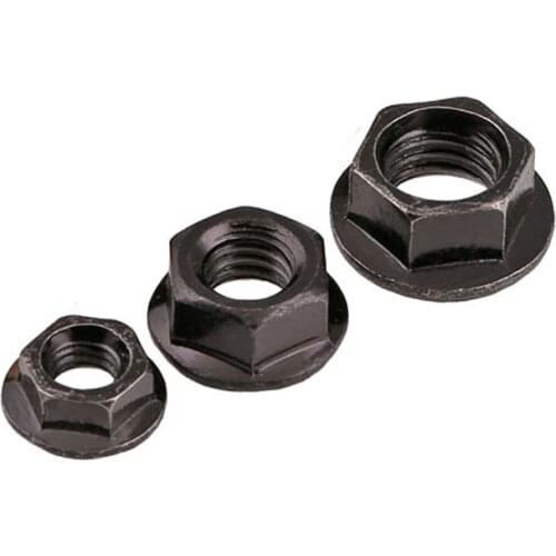 5/10/20PCS Flange Hex Nut M2 M3 M4 M5 M6 - M12 Hex Black Zinc Locking Nuts Alloy Steel