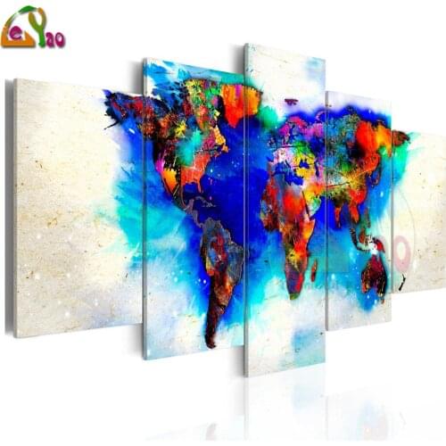 5D DIY diamond painting multi-picture colorful world map full square rhinestone embroidery mosaic mosaic picture home decoration