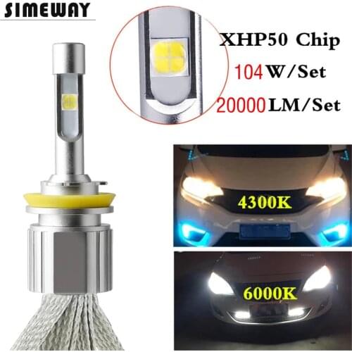 H4 LED H7 Car Light 4300K 6000K 20000LM XHP50 Chips 9012 D2S D2H Headlight Bulbs 9005 9006 H1 H11 H3 H27 Automobile Fog Lamp 12V