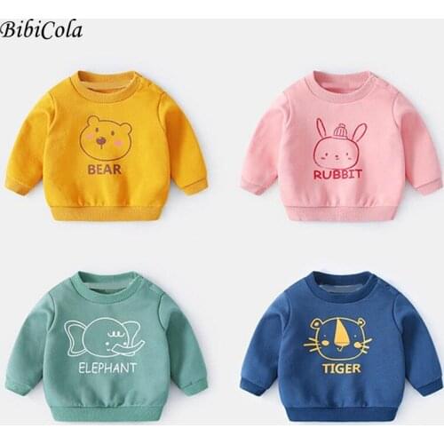 BibiCola Cute Baby Girls Sweatshirt Kids Boys Autumn Round Neck Sweater Spring Baby Boys Clothes Solid Infant Children Clothing