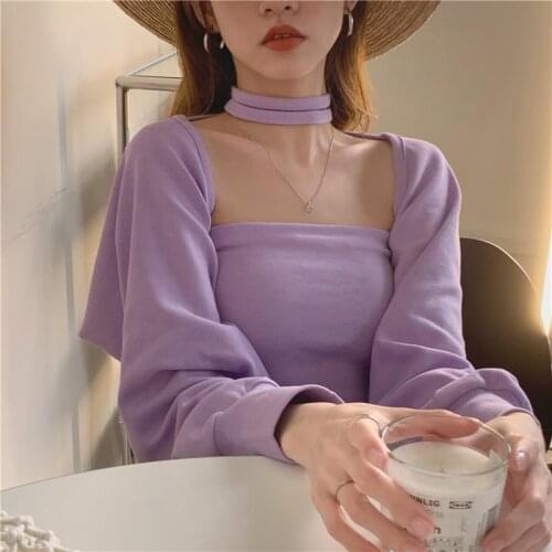 Big Lantern Sleeve Blouse Women Autumn Spring Single Strapless Shirts Blouse Vintage Blouse Shirts
