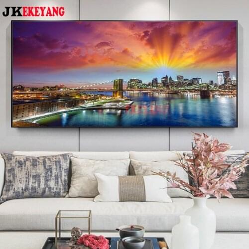 Large 5D Diy diamond painting New York City Sunset Diamond Mosaic Rhinestone Embroidery cross stitch Y4287