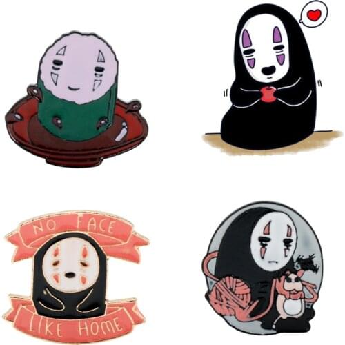 Japanese Anime Spirited Away Theme Enamel Lapel Pin Cartoon No Face Man Character Brooch A Voyage of Chihiro Alloy Matel Jewelry