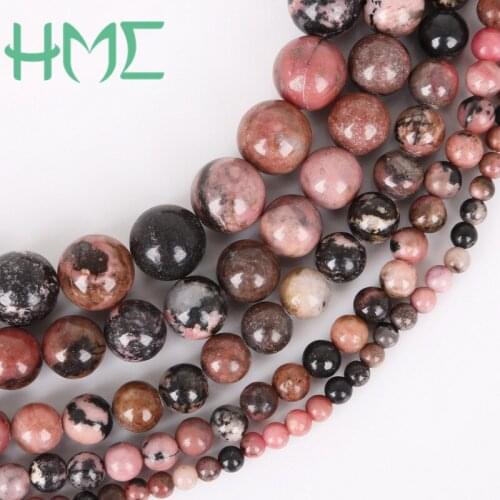 4 6 8 10 12mm Natural Stone Beads Black Stripes Rhodochrosite Stone Beads For Jewelry Making DIY Bracelet Necklace Earring