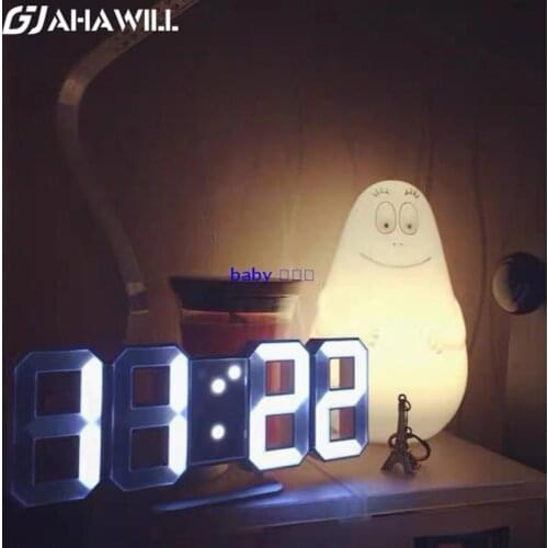 AHAWILL Nordic LED Digital Alarm Clocks 24/12 Hour Display Wall Clocks Snooze Table Clocks USB Electronic Digital 3D Clocks