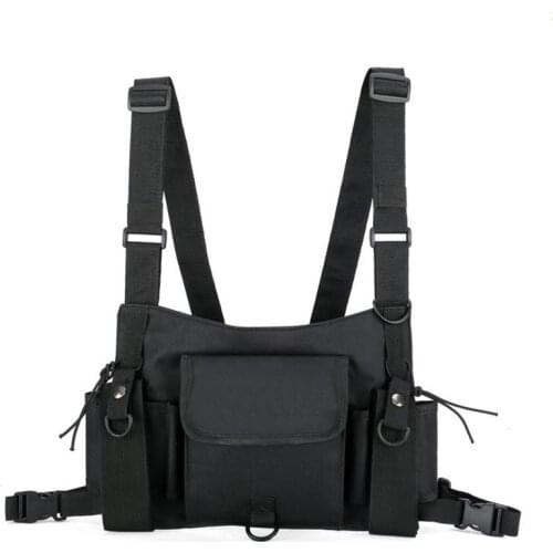 Functional Tactical Chest Bag Fashion Bullet Hip Hop Vest Streetwear Bag Waist Pack For Women Men Black Chest Rig Bag