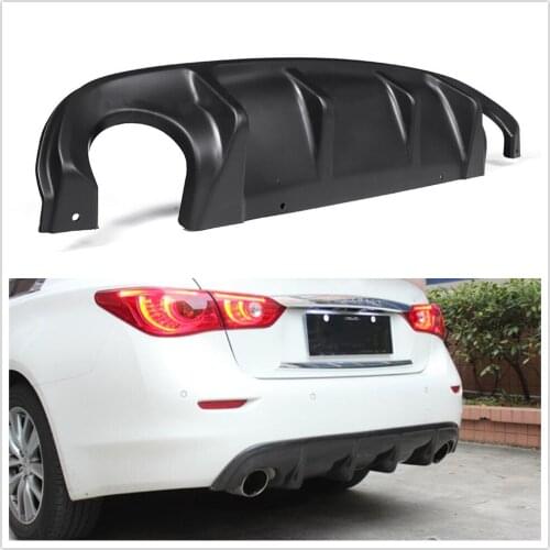 Rear Diffuser Lip For Infiniti Q50 2014-2017 JDM Style Matte Black Car Replacement Trunk Lower Dual Exhaust Outlets Bumper Guard