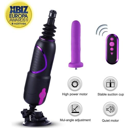 Hismith Portable Sex Machine Gun, Mini Sex Machine with Powerful Suction Cup and 6.8" Big Silicone Dildo, KlicLok Love Machine