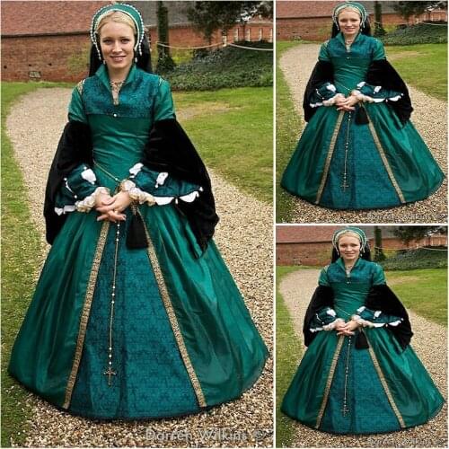 History!Customer-made Luxs Green Vintage Costumes Renaissance Dresses Steampunk dress Gothic Cosplay Halloween Dresses C-1155
