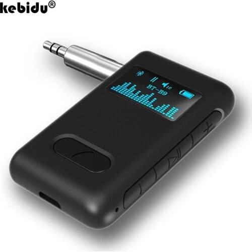Kebidu Wireless 3.5mm AUX Bluetooth 5.0 Receiver LCD Display Screen RCA Stereo Music with Mic for Speaker Car Auido Adapter