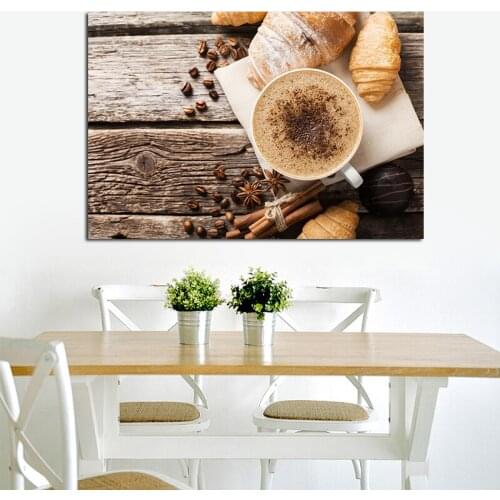 Kitchen Decor Food Painting Coffee and Bread Posters Canvas Art Print Cuadros Decoracion Salon Modern Print Still Life Picture