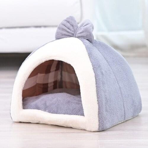 Winter Dog Puppy Sofa Cushion Pet House Foldable Bed With Mat Soft House Kennel Nest Dog Cat Bed For Small Medium Dogs